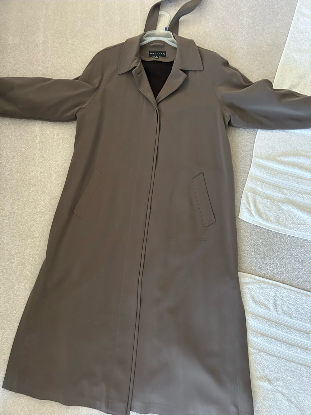 Gallery Taupe Long Trench Coat